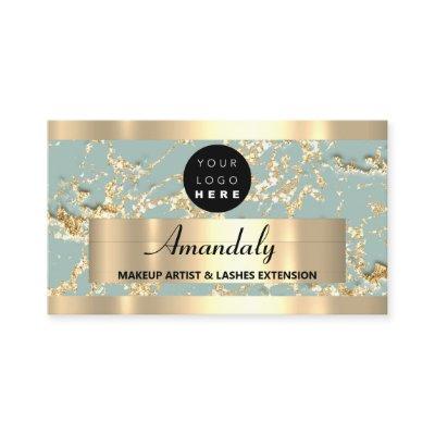 Gold Marble Glitter Beauty Studio SPA Smoky Blue