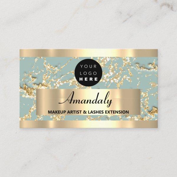 Gold Marble Glitter Beauty Studio SPA Smoky Blue