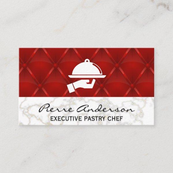 Gold Marble | Red Leather Upholster Background Loyalty Card
