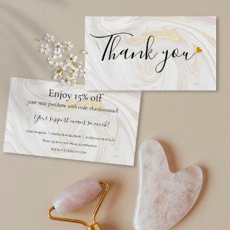 Gold Marble Thank You For Shopping Discount Card