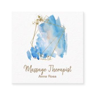 *~* Gold Massage Reiki  Abstract  Blue Watercolor Square