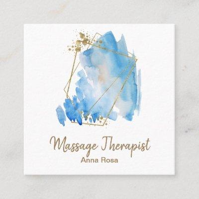 *~* Gold Massage Reiki  Abstract  Blue Watercolor Square