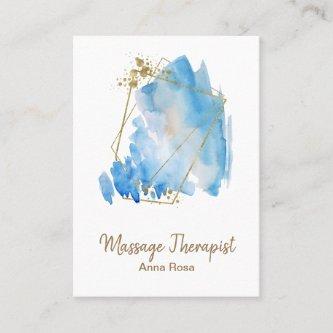 *~* Gold Massage Reiki Blue Abstract Watercolor