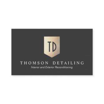 Gold Metal Shield Logo Monogram Auto Body Repair