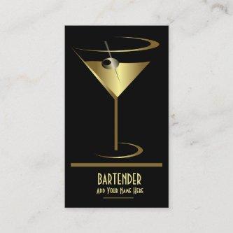 Gold Metallic Cocktail Logo Bartender