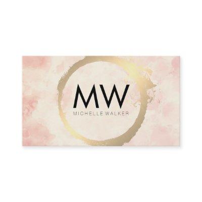 Gold Metallic | Monogram | Pink Watercolor