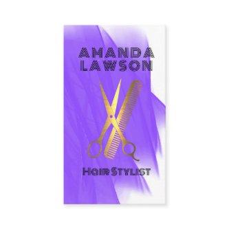 Gold Metallic Scissors Comb | Purple Watercolor