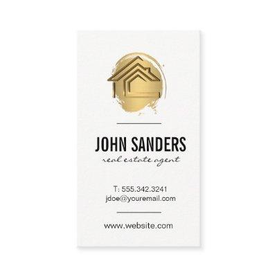 Gold Modern Home Icon / Gold Brushed