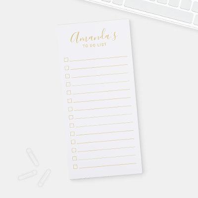 Gold Modern Script To Do List Magnetic Notepad