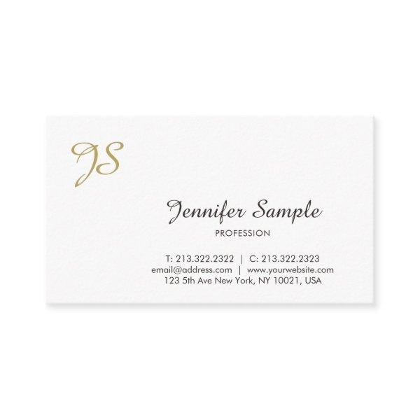 Gold Monogram Calligraphy Trendy Chic White Plain