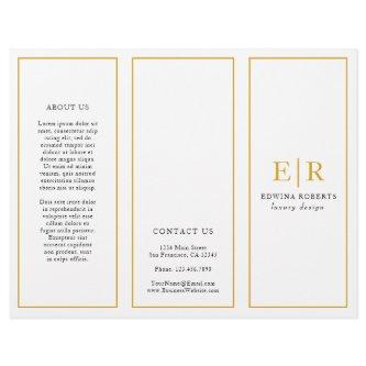 Gold Monogram Elegant Business Trifold Brochure