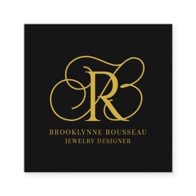 Gold Monogram Jewelry Designer Black