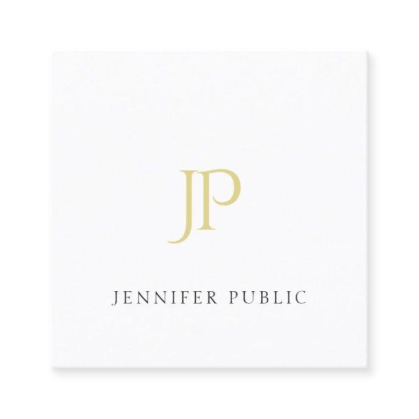 Gold Monogram Modern Plain Elegant Professional Square