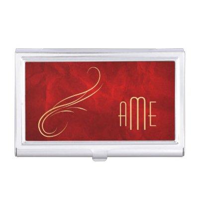 Gold Monogram Red Elegance  Holder