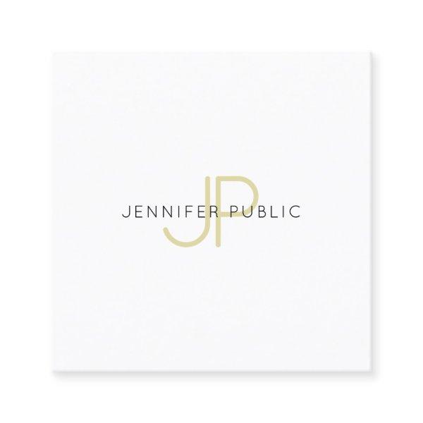 Gold Monogrammed Design Trendy Modern Chic Plain Square