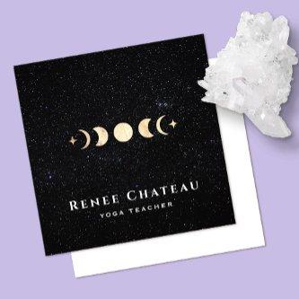 Gold Moon Phase Cosmos Stars Square