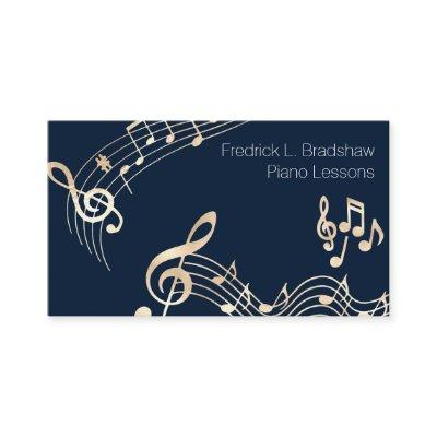 Gold Music Notes on Navy Blue