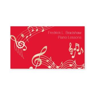 Gold Music Notes on Red