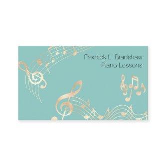 Gold Music Notes on Teal