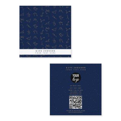 Gold & Navy Blue Zodiac Constellations Pattern Square