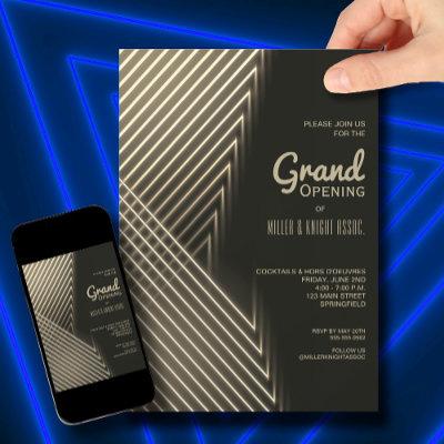 Gold Neon Business Lights Invitation