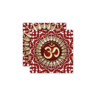 Gold OM Holistic Red White Mandala Square Square