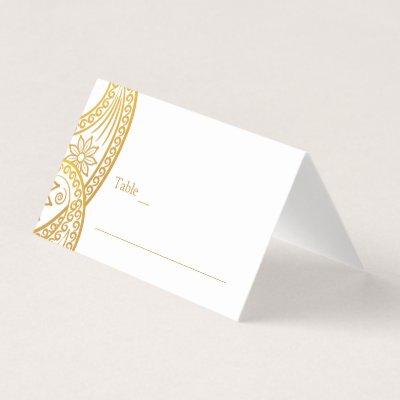 Gold Paisley Traditional Indian Wedding Place Card