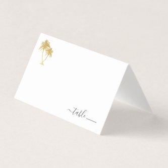 Gold Palm Tree Place Card with Beach Donation Poem