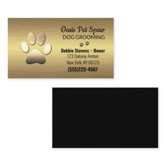 Gold Paw Print Dog Pet Grooming Service Business