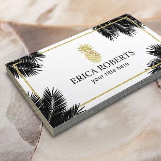 Gold Pineapple Tropical Palm Leaves Modern