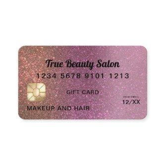 Gold Pink Glitter Credit Card Gift Certificate