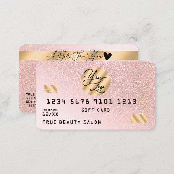 Gold Pink Glitter Credit Logo Gift Certificate