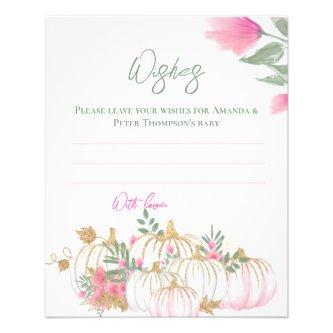 Gold Pink White Pumpkin Baby Wishes Game Card Flyer