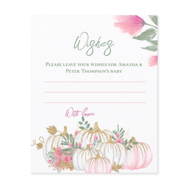 Gold Pink White Pumpkin Baby Wishes Game Card Flyer