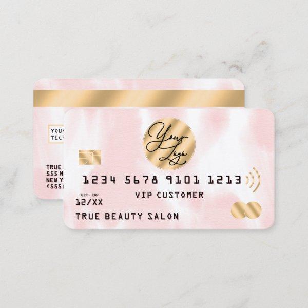 Gold Pink White Watercolor Credit Card Logo