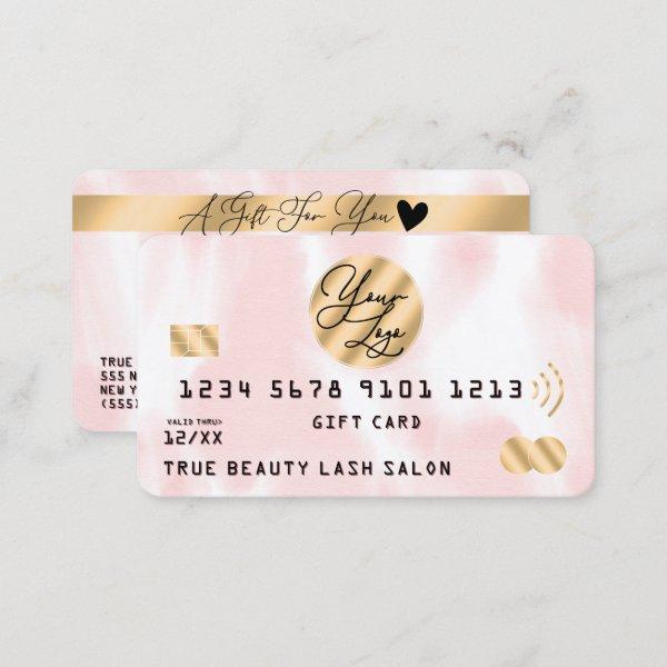 Gold Pink White Watercolor Credit Gift Certificate