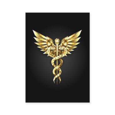 Gold Polygonal Symbol Caduceus