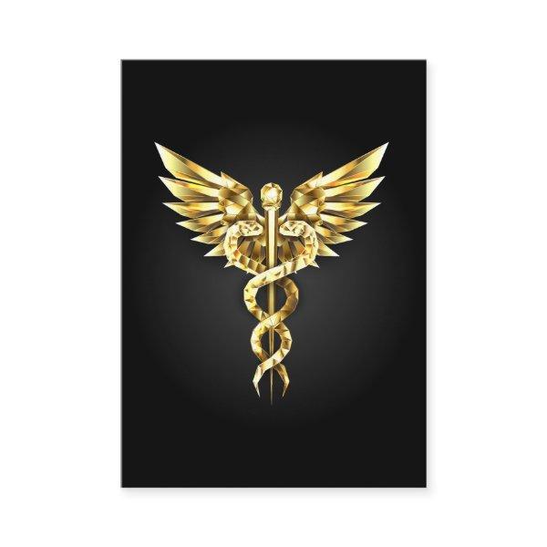 Gold Polygonal Symbol Caduceus