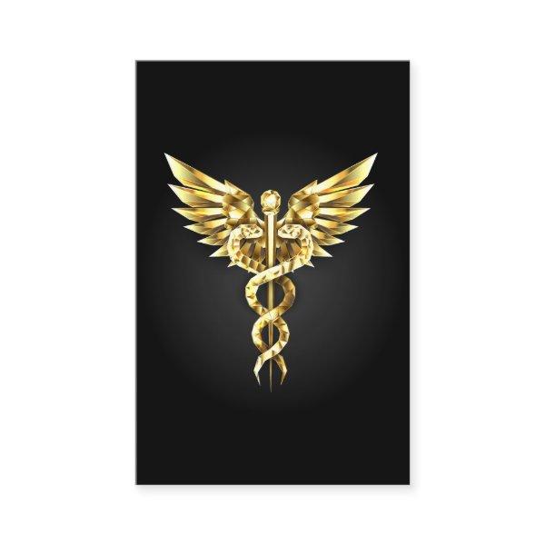 Gold Polygonal Symbol Caduceus