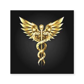 Gold Polygonal Symbol Caduceus Calling Card