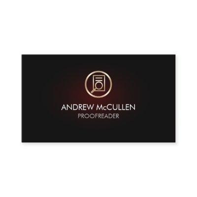 Gold Proofreader Paper Magnifying Glass Icon Glow