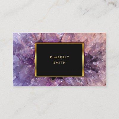 Gold purple amethyst gemstone mineral