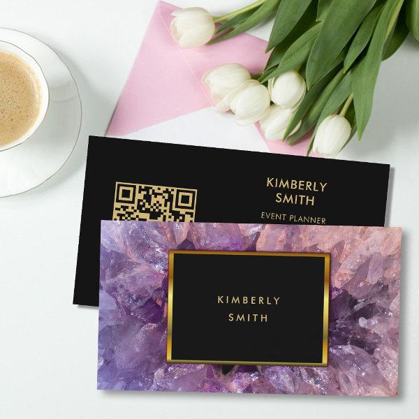 Gold purple amethyst gemstone QR code professional