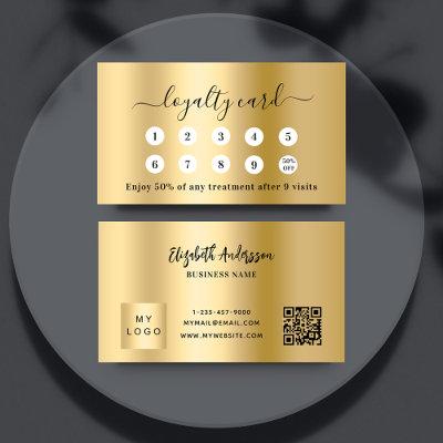 Gold qr code business logo loyalty card