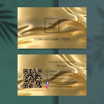 Gold qr code logo social media premium