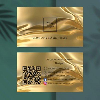 Gold qr code logo social media premium