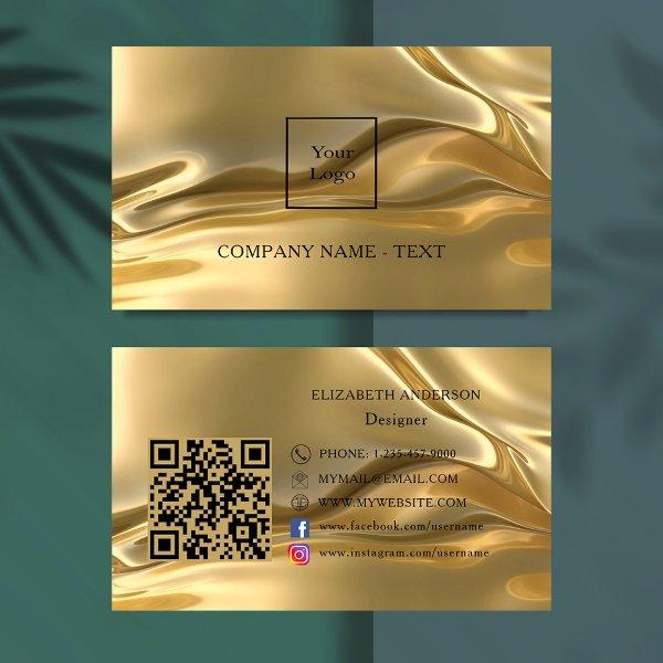 Gold qr code logo social media premium