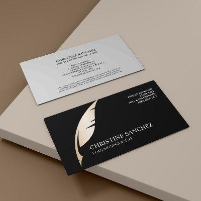 Gold Quill Pen BLACK PUBLIC NOTARY SINGNING AGENT