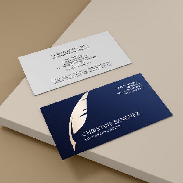 Gold Quill Pen Blue PUBLIC NOTARY SINGNING AGENT