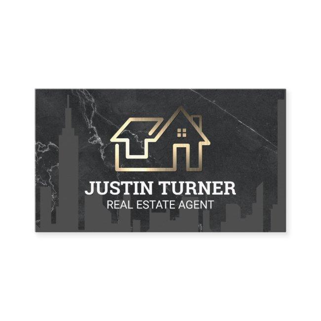 Gold Real Estate Logo | City Skyline | Marble